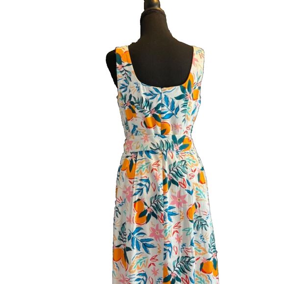 Anne Klein Topstitch Pleated Midi Dress (IVORY MULTICOLOR) sleeveless Sz 6 NWT - Picture 5 of 7